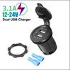 שקע מטען רכב כפול USB 3.1A תקע מתאם טעינה חכם לטלפון נייד עמיד במים לרכב סירה אופנוע