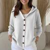 Ladies' Casual Stand Up Collar Knitted Sweater, Solid Color Button Casual Loose Sweater