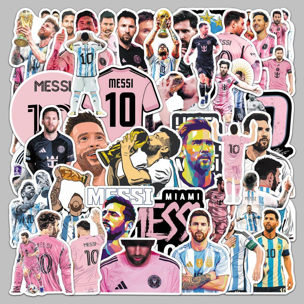 50 Pegatinas de Estrella de Fútbol Messi - Impermeables para Bicicletas, Cuadernos y Decoración de Gota de Resina.