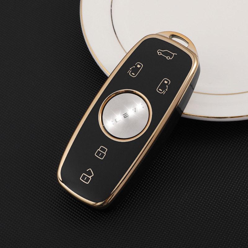 Roewe iMAX8 Key Cover - Stylish Gold Edge Silicone Protective Shell for Business Cars