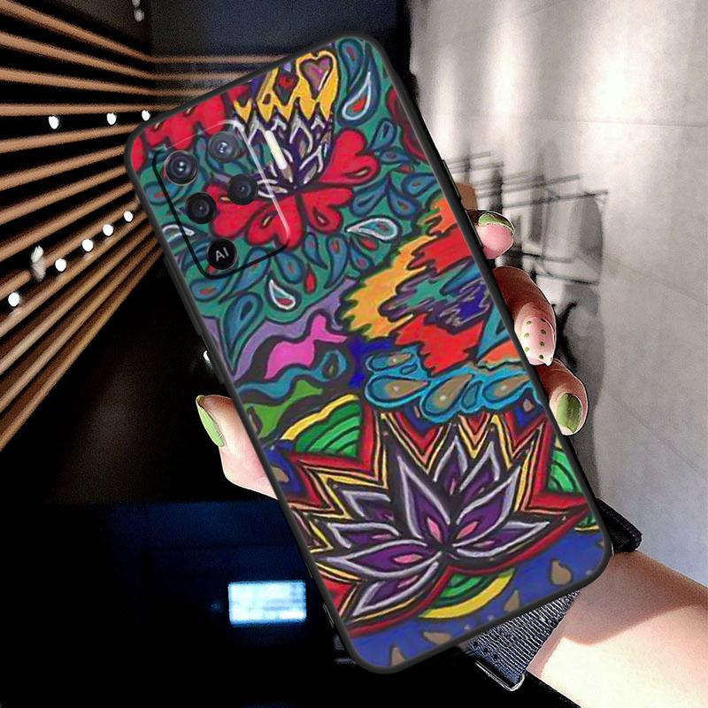 70s hippie  Psychedelic floral flowers Case For Oppo A38 A18 A78 A98 A58 A60 A80 A96 A76 A16 A94 A74 A54 A15 A17 A57 A77 A5 Pro