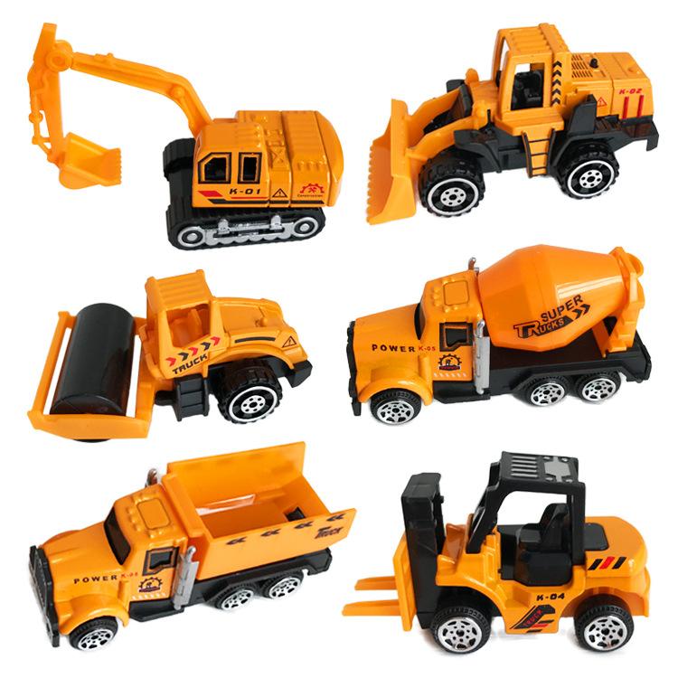 6Pcs/Set Alloy Engineering Truck Toy 1:64 Mini Car Loader Tractor Excavator Construction Miniature Model For Boy Kids Gifts
