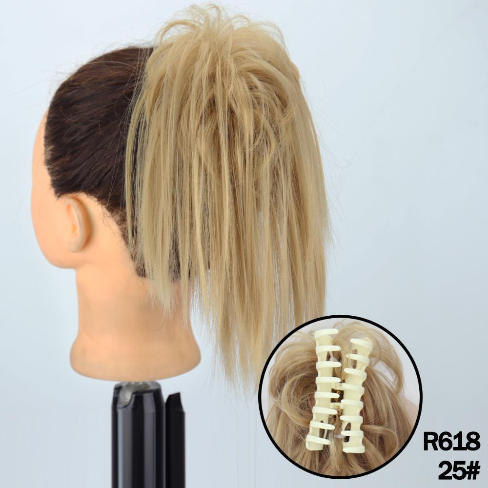 MERISIHAIR Synthetic Messy Hair Bun Claw Clip-in Hair Extensions Natural Grey Brown Claw Clip Bun Accessories For Everyday Wear