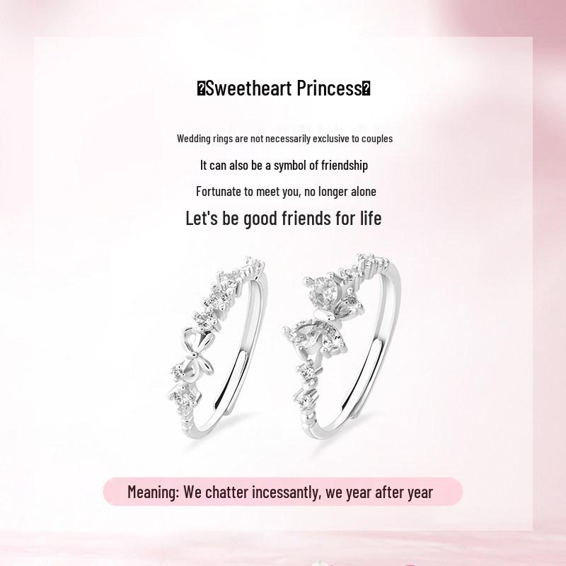 Sweetheart Princess Bow Zircon Ring: Luxury Best Friend Style Girly Index Finger Jewelry