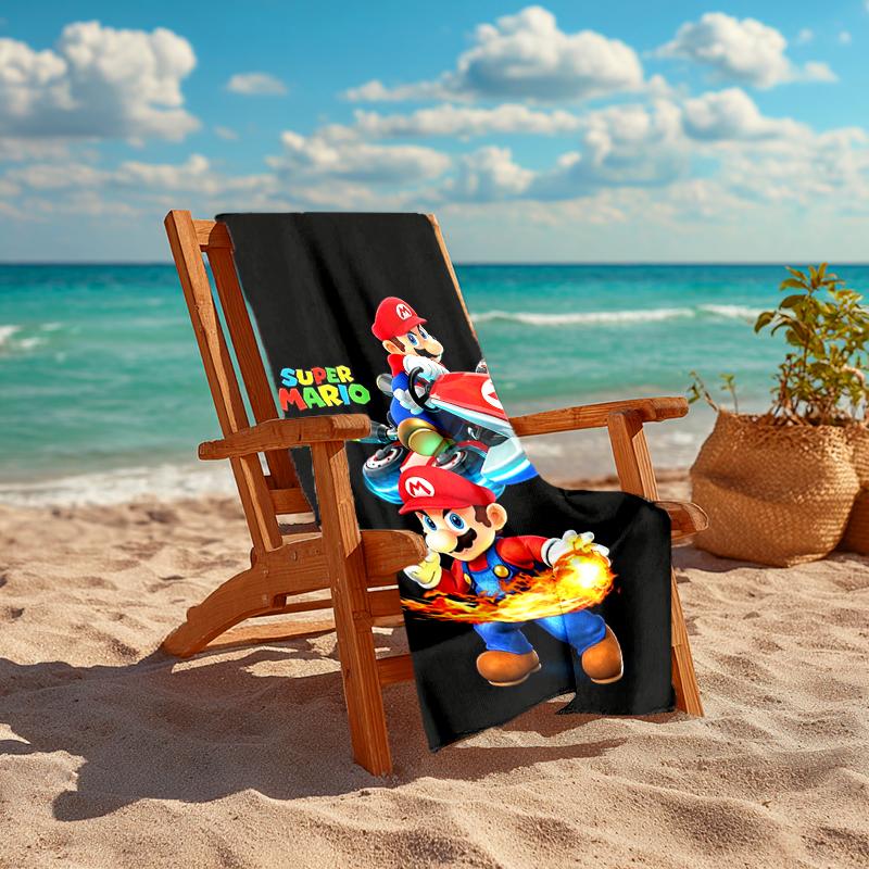 1Pc Super Mario Adventure Beach Towel, Quick Dry, Multi-Use for Beach Pool Gym Yoga Home Travel, Christmas, Halloween, Xmas Gift M928781