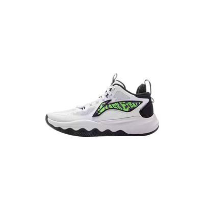 Li Ning Kids Comfortable Trendy Shock Absorption Basketball Shoes Kids Sneakers White Black YKBU102-1
