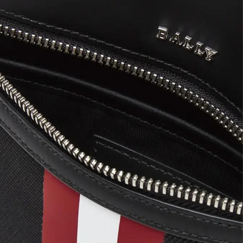 Bally Zipper Closure Striped Decor Leather Shoulder Crossbody Bag Men Bags Black 6238425