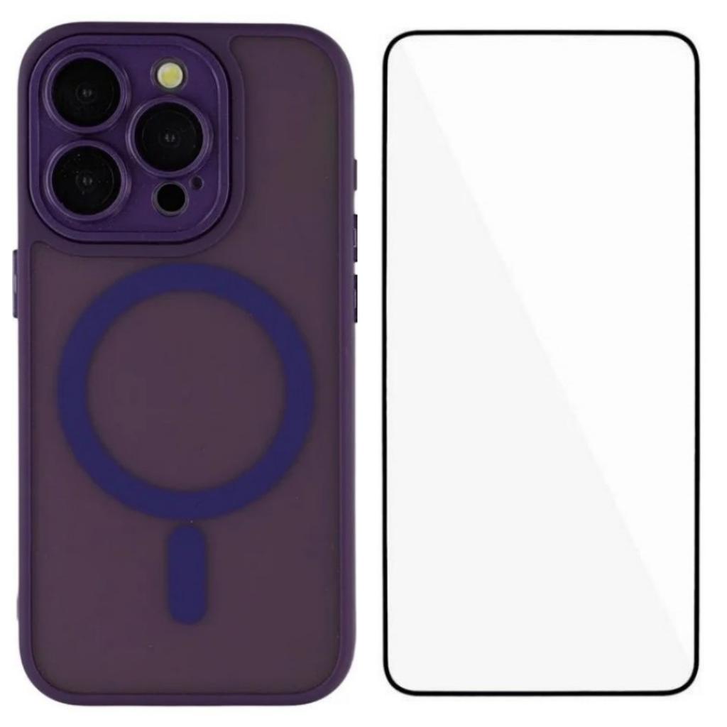 For iPhone 15 Pro Max Case Compatible with MagSafe WANLONFENG QB Series PC TPU Phone Cover with Screen Film