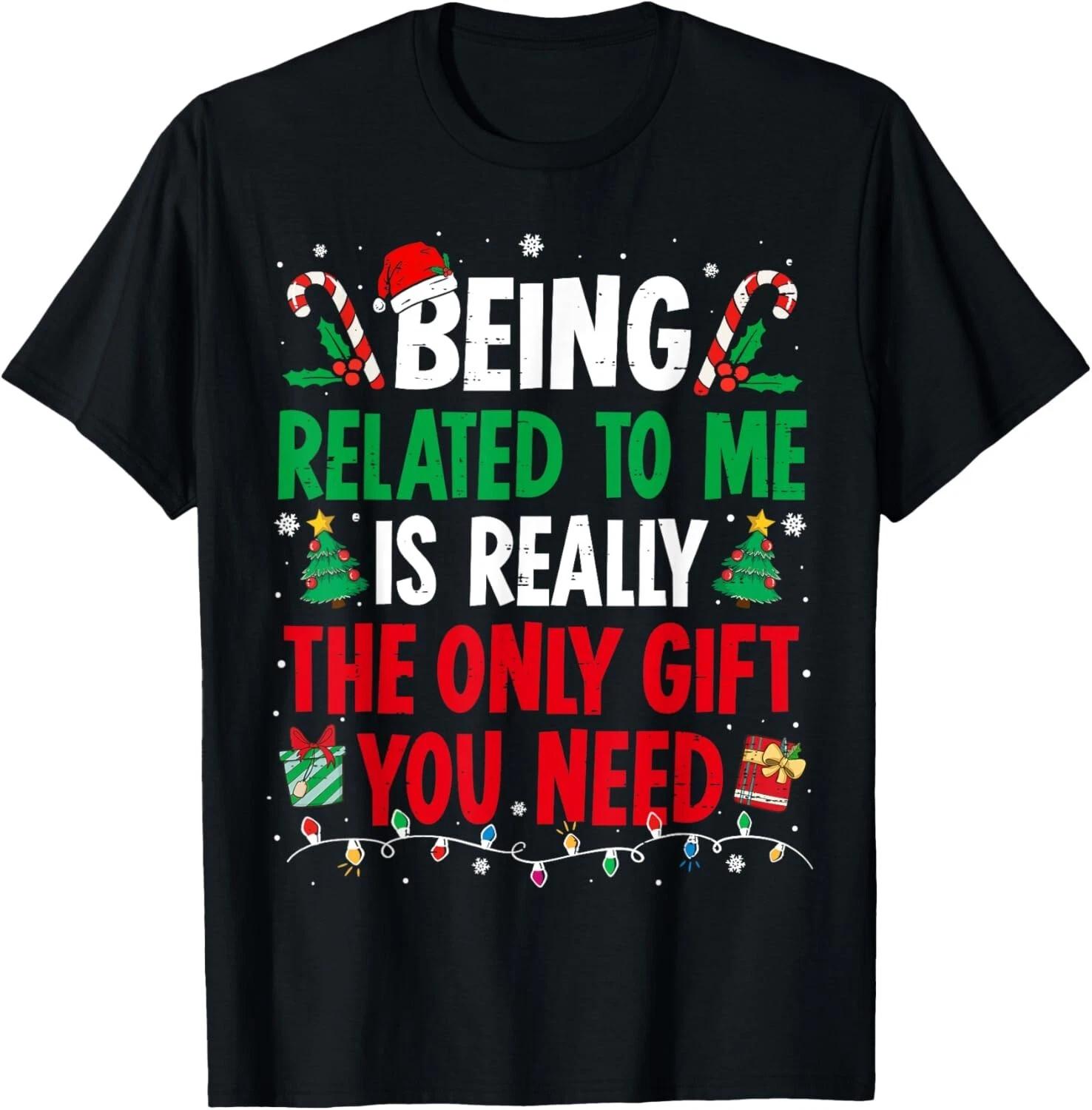 Being Related To Me Funny Christmas Family Xmas Pajamas T- Shirt XL