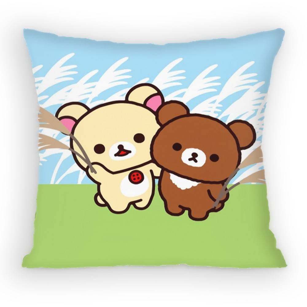 Cute Cartoon Rilakkuma Kawaii Bear Pillow Case Sofa Living Room Bedroom Headboard Backrest Cushion Square Cushion Nap Time