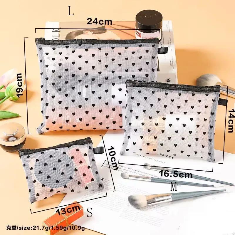 1pcs Unisex Mesh Clear Cosmetic Bags Small Large Black Makeup Bag Portable Travel Toiletry Organizer Case Lipstick Storage Pouch