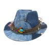 Premium Jazz Hat Vacation Ethnic Style Top Hat Children'S Accessories Retro Western Denim Splicing Top Hat