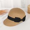 Chapeau de paille Large Ruban Noir Nœud Dôme Visière Plate Casquette de Baseball Léger Respirant Chapeau Protection Solaire