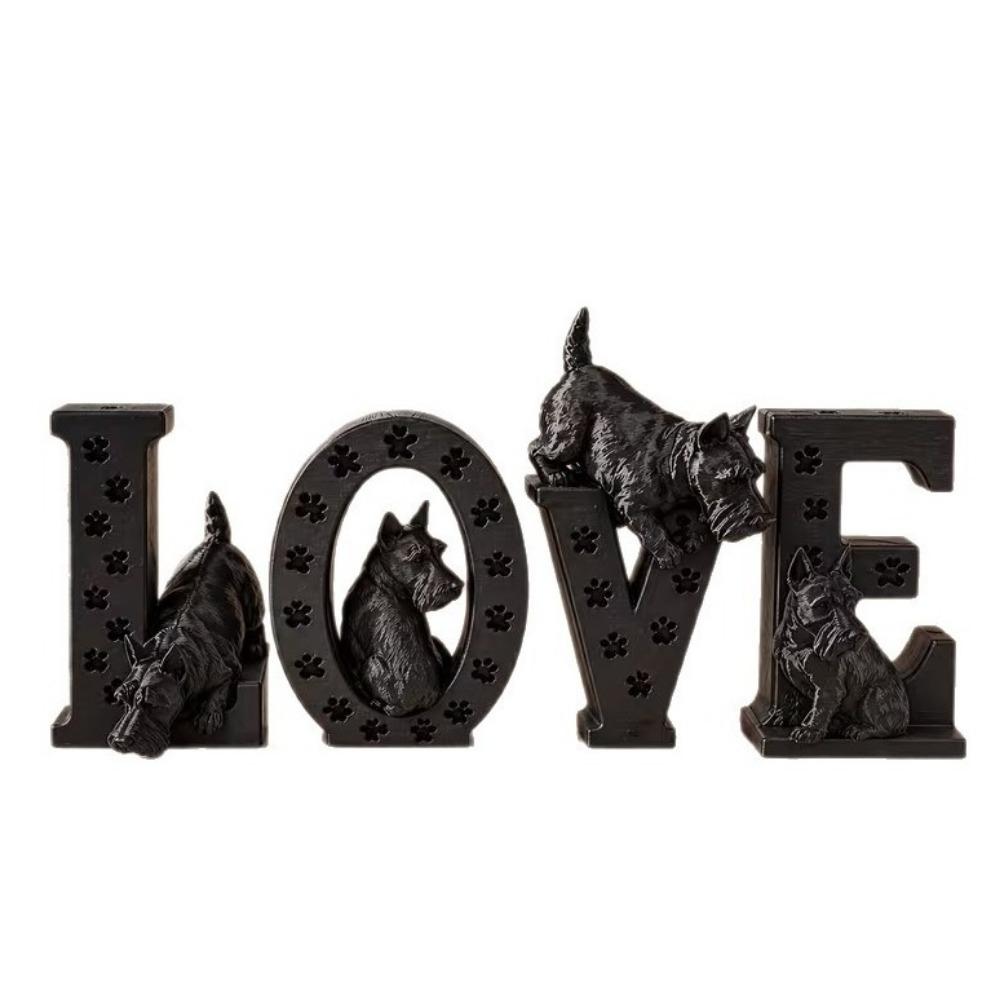4PCS Romantic Dog Statue Ornament 3D Printing Love Themed Decorations Entryway Decoration