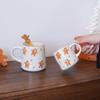 Christmas Embossed Line Mug Exquisite and Beautiful Christmas Gingerbread Man Striped Ceramic Mug Coffee Cup Suitable for Christmas Holiday Decoration