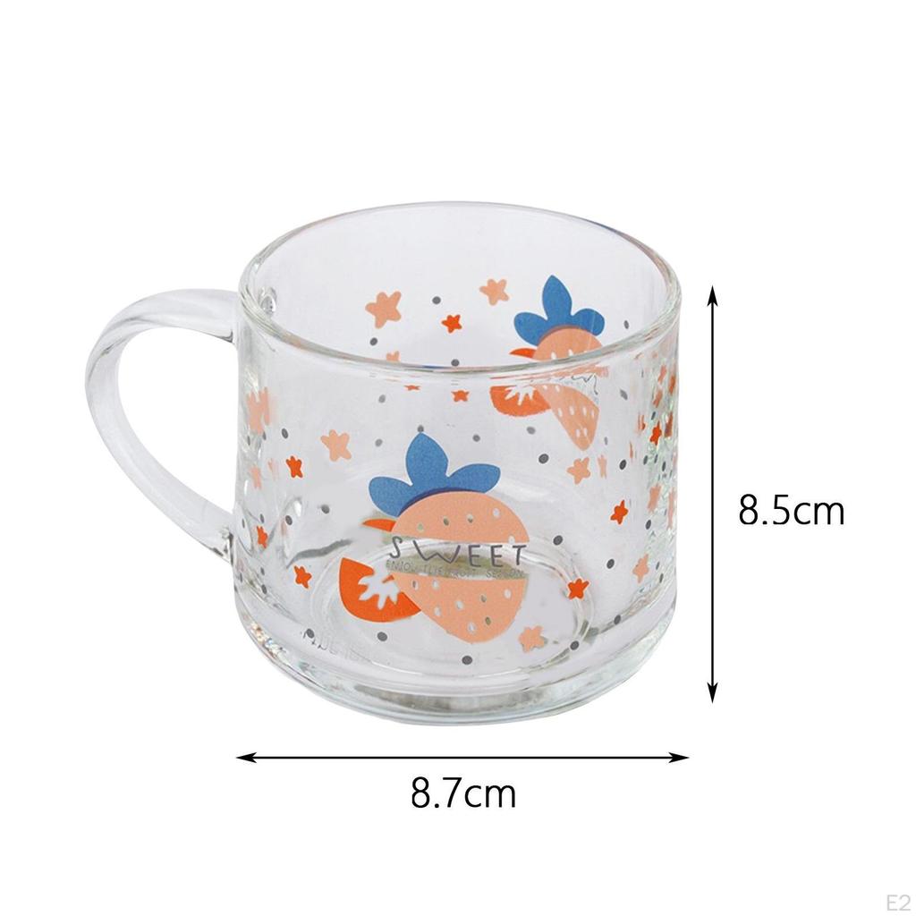 Cartoon Glass Cup Drinking Mug Tea Camping with Handle Juice Teacup Water
