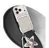 Electroplated Window Mirror Phone Case with Star-Filled Card Slot & Silver Lanyard for All Apple Models