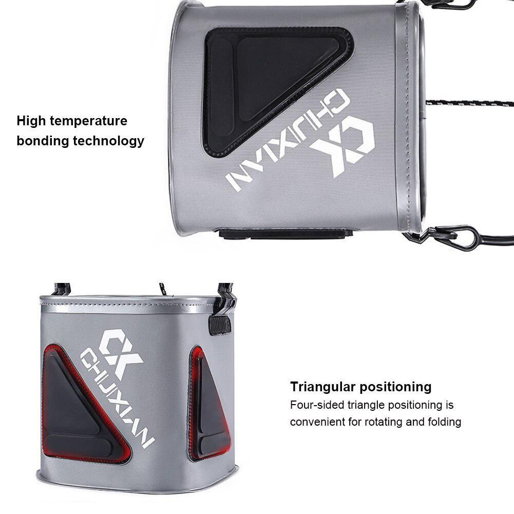 Outdoor Fishing Bucket EVA Thick Live Fish Bucket Foldable Fishing Bait Bucket with Rope/Handle Fishing Accessories