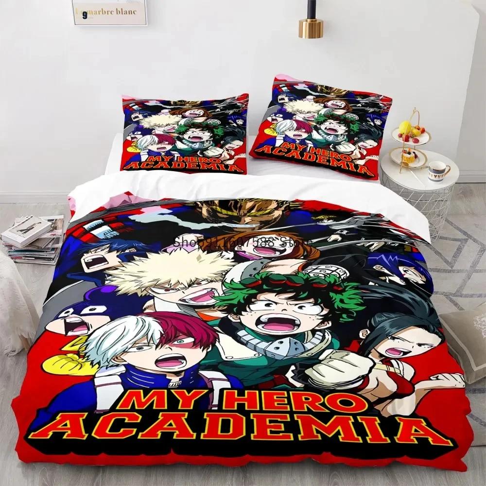 New Anime My Hero Academy Bedding Set Anime Characters Duvet Cover Set 3D Quilt Bed Set Queen King Size Boys Home Textile