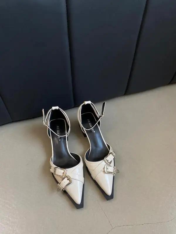 Spring Shoes Clear Heels Female Sandal Espadrilles Platform Med 2025 Women's Girls Beige Fashion High Pointed Retro Medium Close