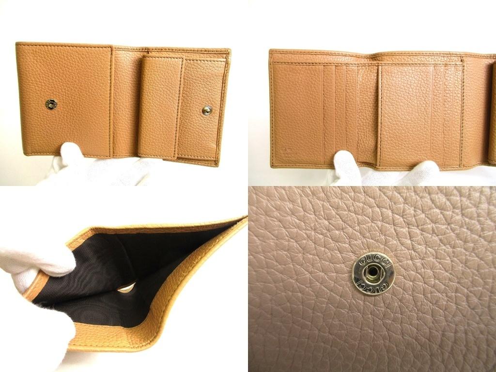 Authentic GUCCI Soho Interlocking G Beige Leather Trifold Wallet Purse #b102  Open Box