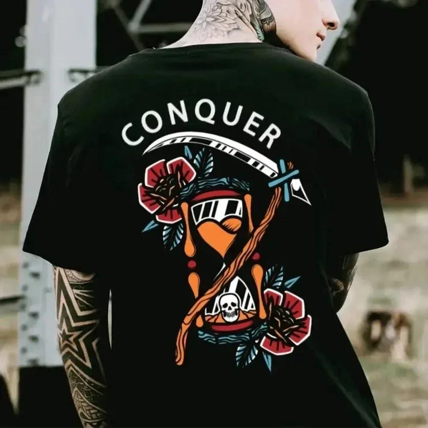 Harajuku Street Top Gothic Harajuku Biker Skull Graphic Tshirts Men Fashion Short Sleeve Tops Dark Punk Skulls Retro T Shirt