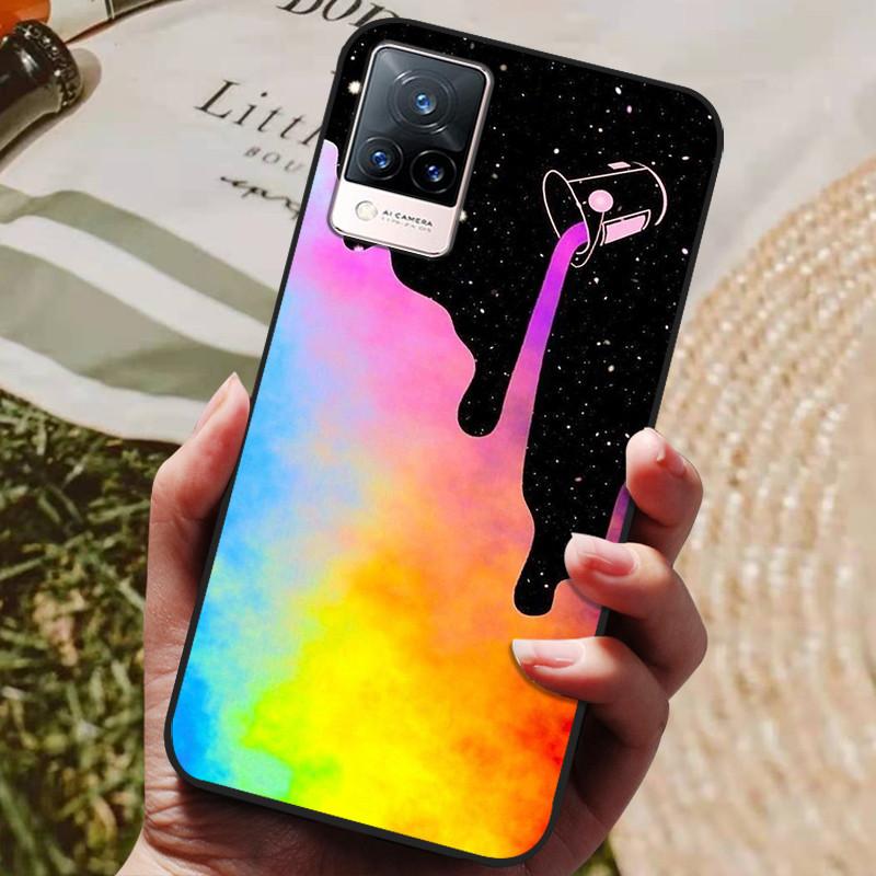 Dla Etui Coque vivo V21e Silikonowe Etui na Telefon z Tylną Pokrywą Dla vivo V21e Etui Miękki Bumper Funda na vivo V2061 V21 e V 21e 6.44" Torba