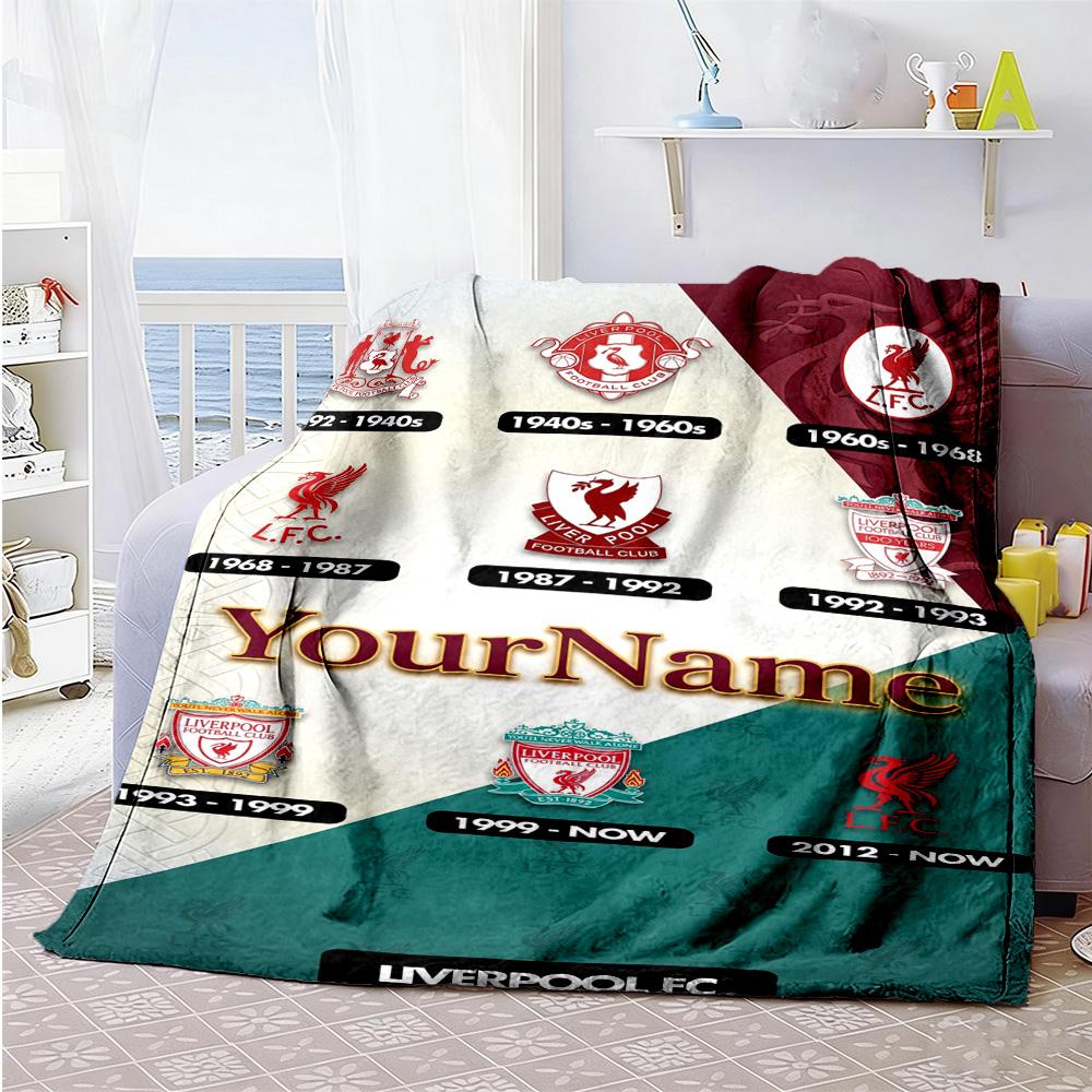 Liverpool Personalized Name Blanket Lightweight Personalized Blanket Soft Warm Cozy Versatile for Sofa Livingroom Office Chair Chair