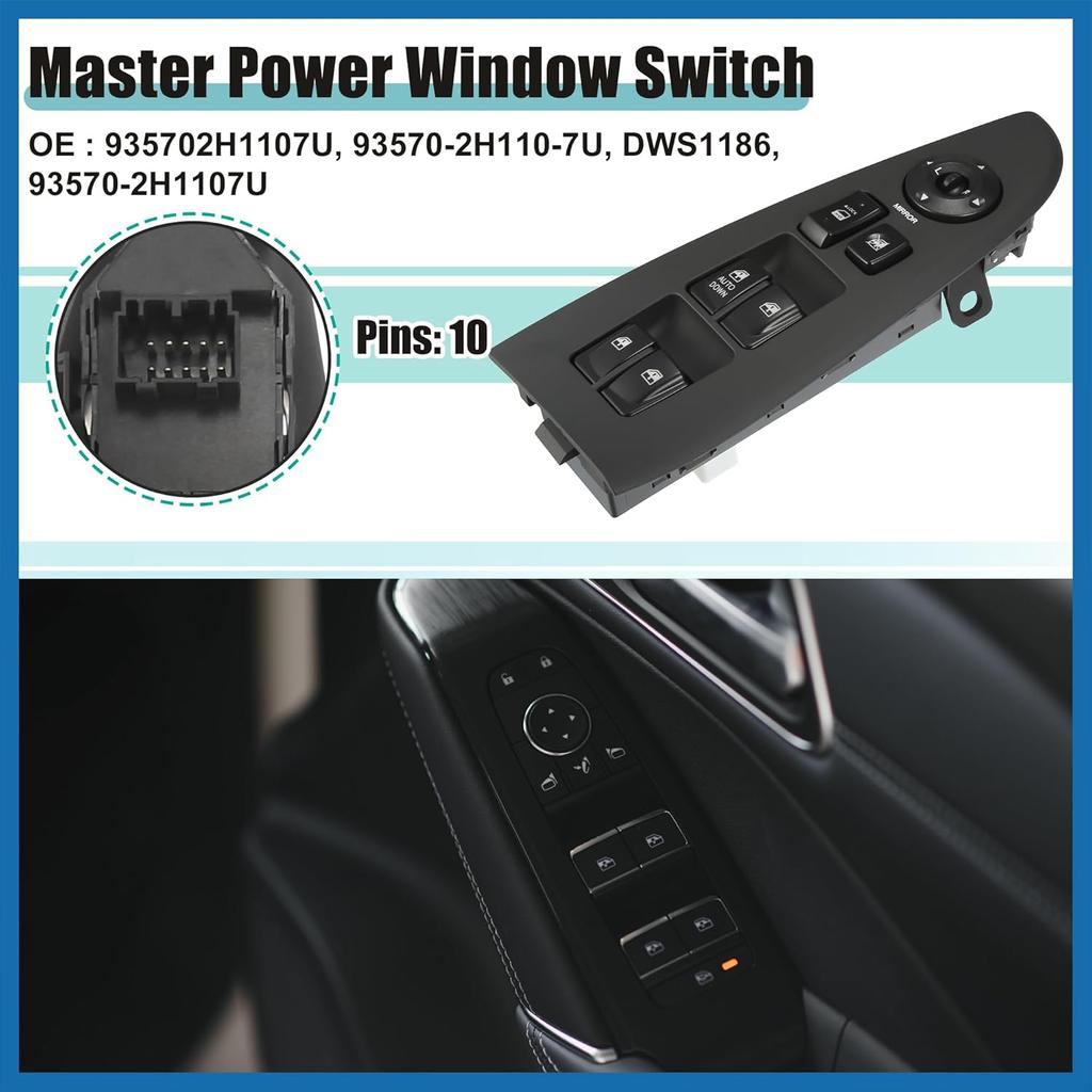 Interruptor de Vidro Elétrico Nº 935702H1107U/93570-2H110-7U/93570-2H1107U com Ferramenta Interruptor de Controle de Vidro para Hyundai Elantra 2007-2010