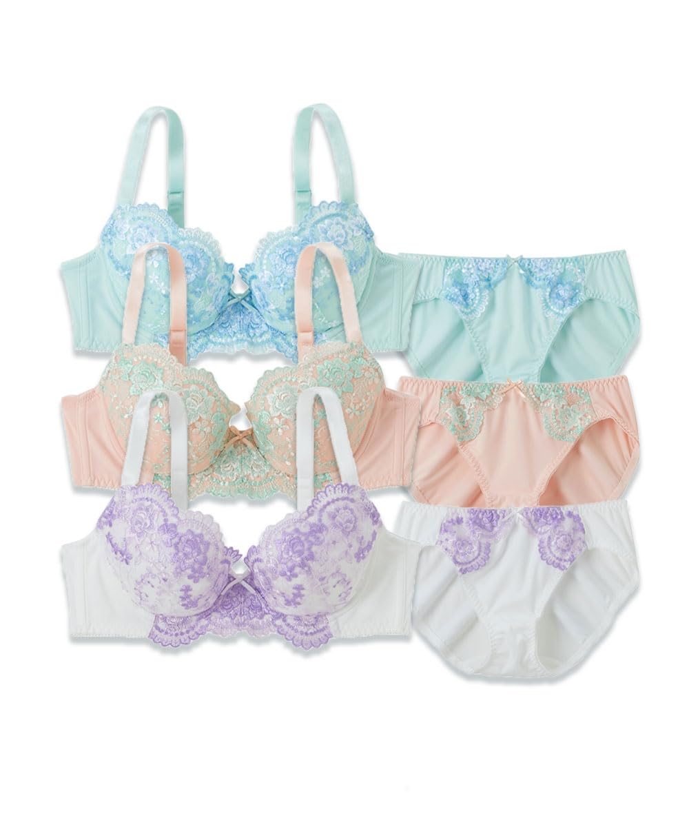 

Внутренний бюстгальтер с цветочной вышивкой и комплект [Nissen], шорты, 3 комплекта, 3 комплекта (бледный цвет), Д80/Л