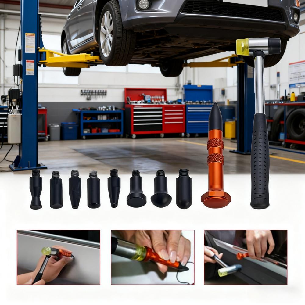 Car Dent Repair Tool Car Body Paintless Repair Multi-Head Leveling Hammer Knockout Car Dent Repair Hand Tools for Removal Hail