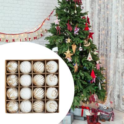 16 kusů Vánoční ozdoby na koule, Baňky Závěsné koule na stromek, Ozdoby