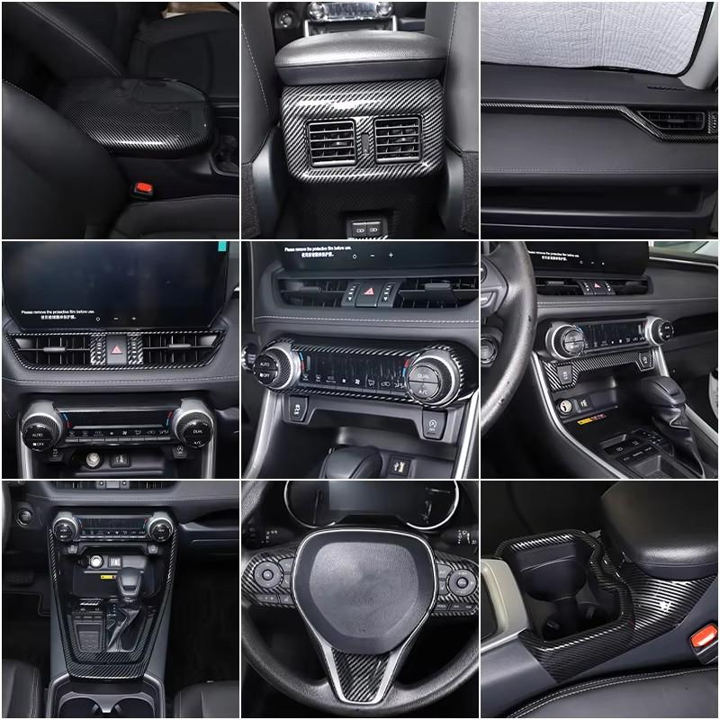 Für Toyota RAV4 2020-2026 ABS Kohlefaser Innenraum-Kit Armaturenbrett Konsole Schalthebel Panel Dekorationsabdeckung Zierleisten Aufkleber
