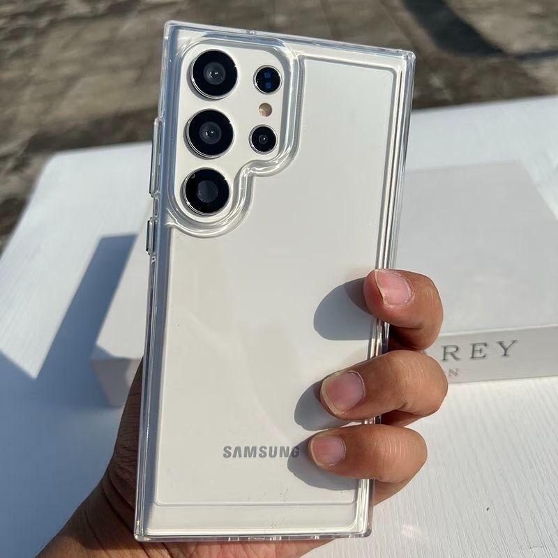 Suitable for Samsung S25 Ultra Mobile Phone Case Transparent Simple S24S23S22 Full Package Anti Fall Acrylic Space Case