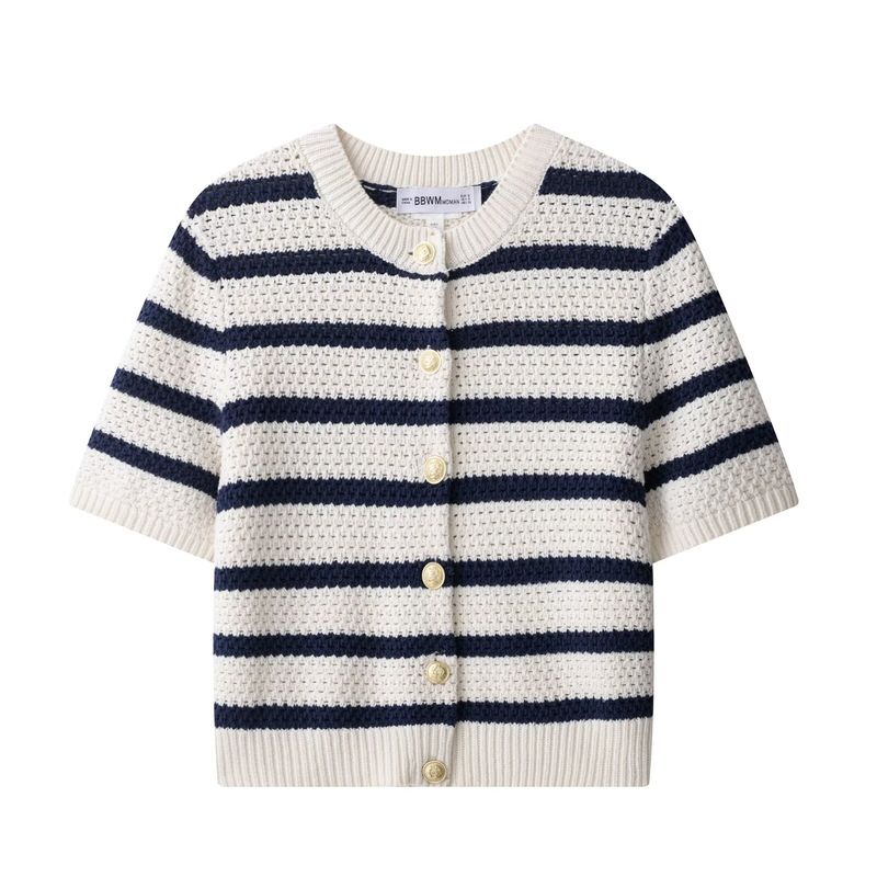 Kaslead New Women Clothes Western Style Fashion Simple and Versatile Texture Knit Cardigan