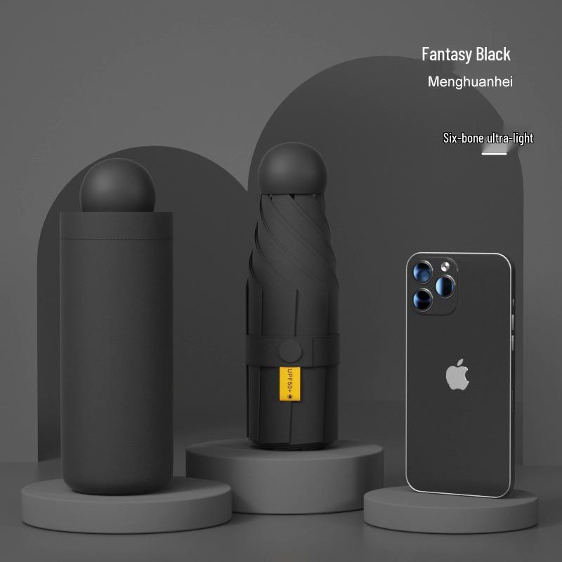 Ultra-Light Black Capsule Umbrella: Sun and Rain Protection