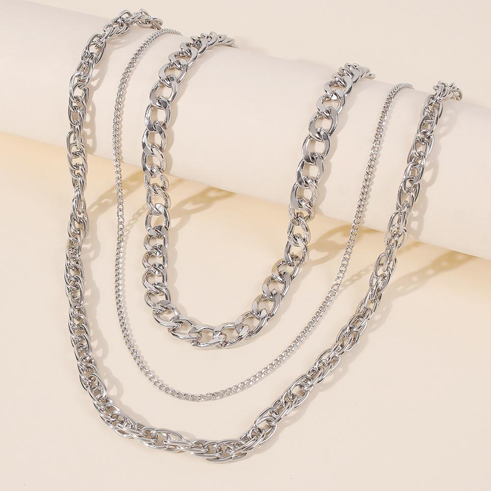 Tooxika Punk Hip Hop Style Necklace Fashion Exaggerated Multi-Layered Chain Necklace