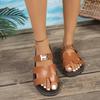 New Large Size Word with Slippers Women's Simple Summer Versatile Outer Wear Non-slip Velcro Soft Bottom Cool