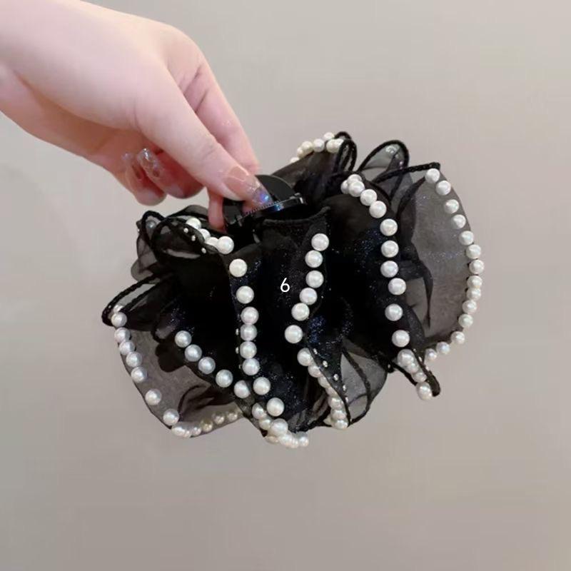 Princess Sasha 6-Row Pearl Bubble Claw Clip: Versatile Korean Style Elegant Shark Clip 6 Rows of Pearls