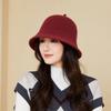Fashion Bucket Hat Women'S Spring And Autumn Winter Solid Color Knitted Wool Bucket Hat Cover Face Tide Japanese