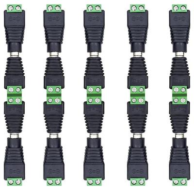 5/10 Paare Stecker und Buchse Lötfreier DC-Stecker 5,5*2,1 mm Lötfreier DC-Buchsenkopf Grüner Anschluss Überwachung Stromstecker Drucktast-