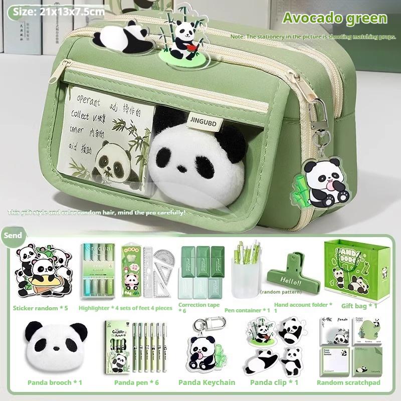 Federmäppchen mit Panda-Motiv, Große Kapazität, Hoher ästhetischer Wert, Set für Schülerinnen der Unterstufe, Schreibwarenbeutel