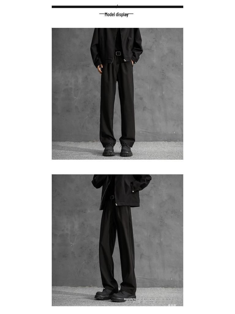 Men’s High-Waisted Black Loose-Fit Straight-Leg Dress Pants – New Autumn Casual.