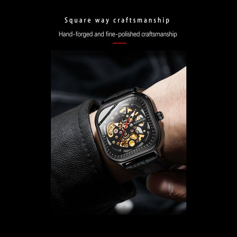 KIMSDUN Herrenuhr Top Marke Luxusuhr Mode Quadratisch Automatik Mechanisch Tafelschliff Herrenuhr
