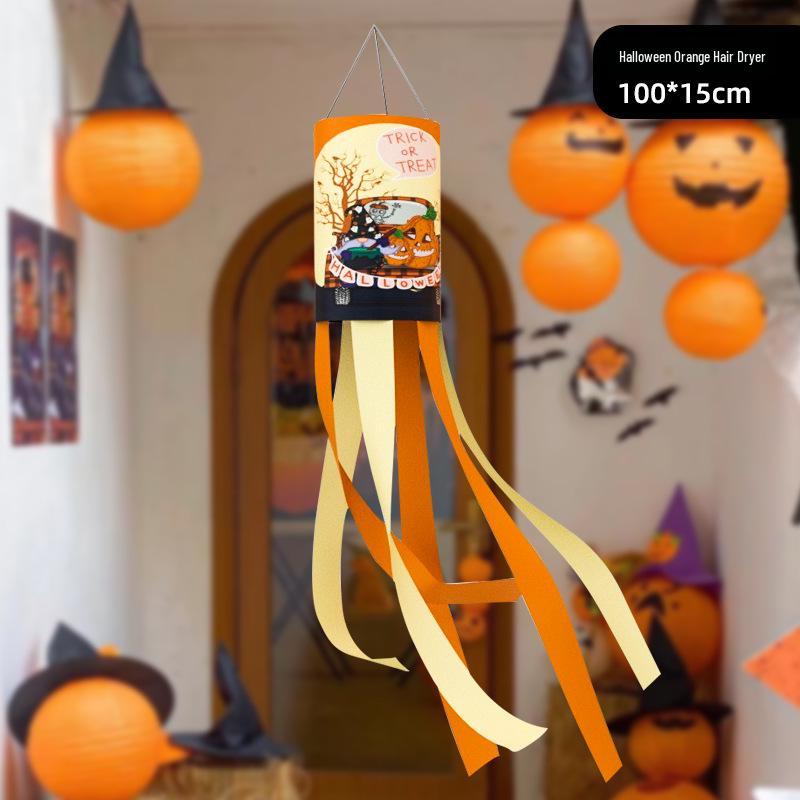 Halloween Outdoor Hanging Decorations: Pumpkin & Ghost Wind Sock Flags