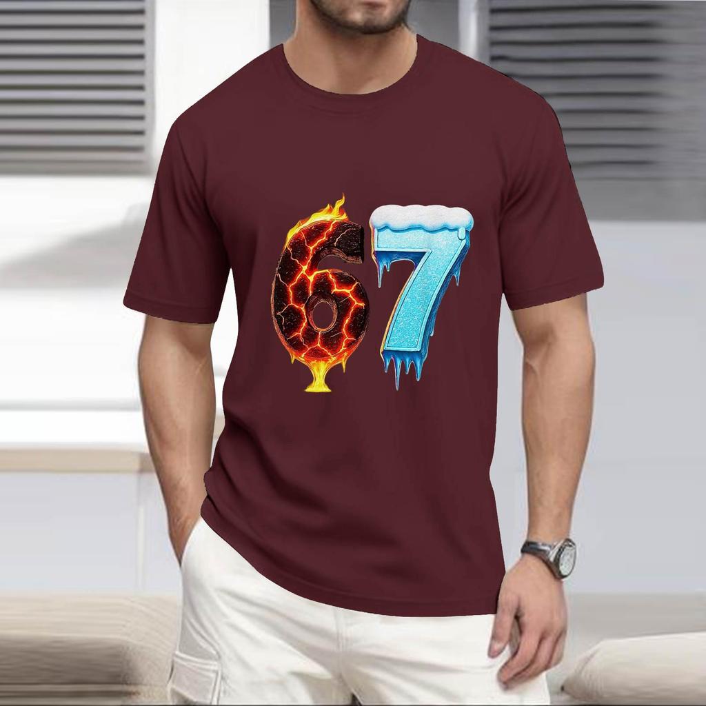 Men's Popular T-shirt Printed Round Neck Short Sleeve T-shirt