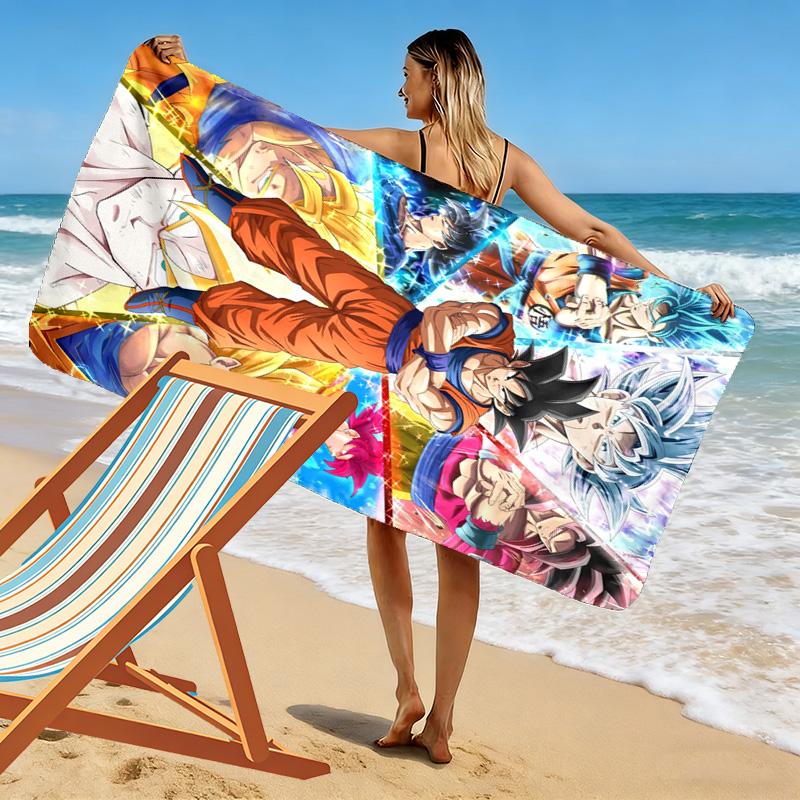 Dragon Ball Super Power beach towel Outdoor camping Beach towel for vacation photos quickdrying swim towel Outdoor pool towel Absorbent bath towel