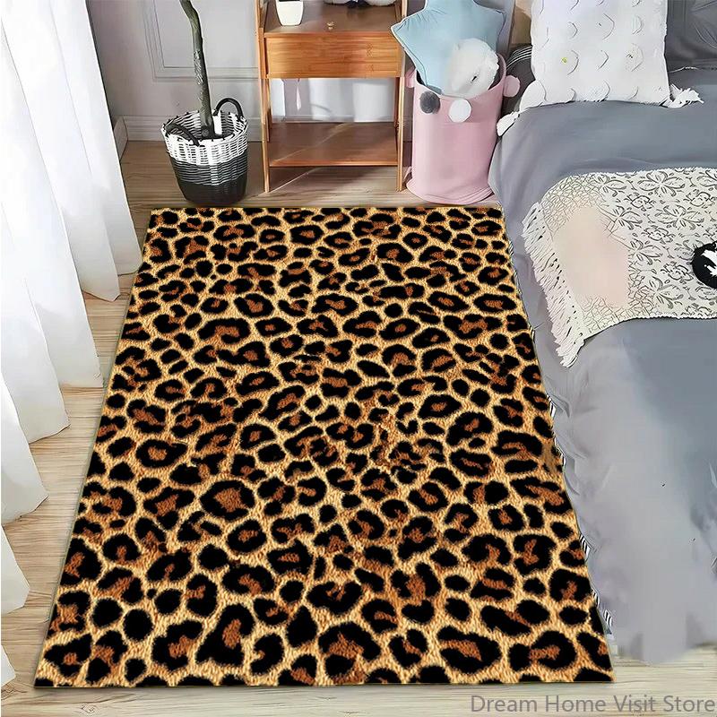 Leopard Print Printed Texture Fur Carpet For Living Room Panther Wild Tiger Lion Area Large Rug Non Slip Bathmat Home Decor Mat