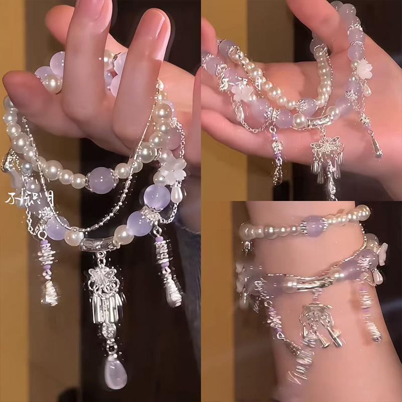 Новый китайский браслет-лиса с наслоением, женский длинный браслет с двойным кругом, браслет, ювелирное изделие