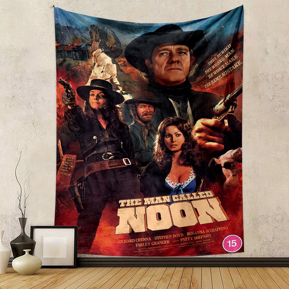 The Man Called Noon Western Movie Poster Tapestry Wall Hanging, Vintage Gunslinger Film Art, Retro Decor for Bedroom Living Room Man Cave